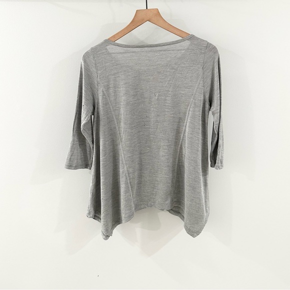 Eileen Fisher 3/4 Sleeve Asymmetric Hem Silk Cotton Tunic Gray Size Small - Picture 6 of 6